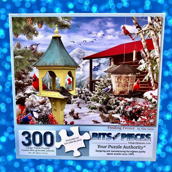 Bits And Pieces FEEDING FRENZY 300 Large Shaped Piece Puzzle Jigsaw Winter BIRDS - Picture 11 of 11